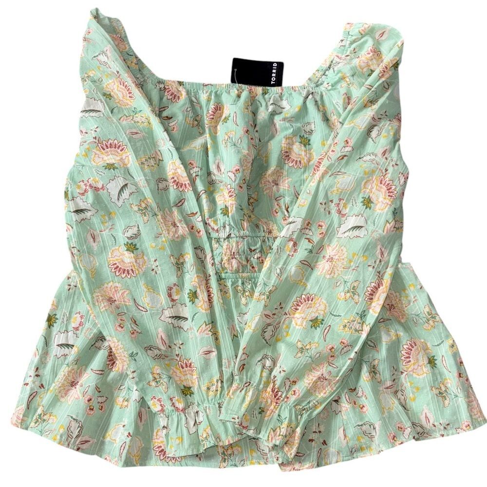 NEW Torrid Mint Green Floral Off Shoulder Plus Size
Top